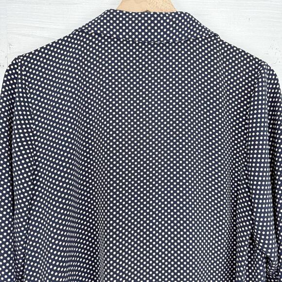 Eloquii Double Breasted Shift Dress Size 16 Navy Polka Dot Long Sleeves Preppy - Picture 6 of 15